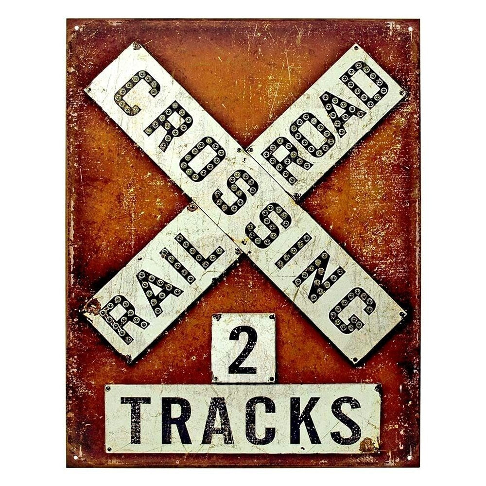 Railroad Crossing 2 Tracks Vintage Novelty Sign 16" x 12.5" Home & Garden:Home Décor:Plaques & Signs Style Your Walls
